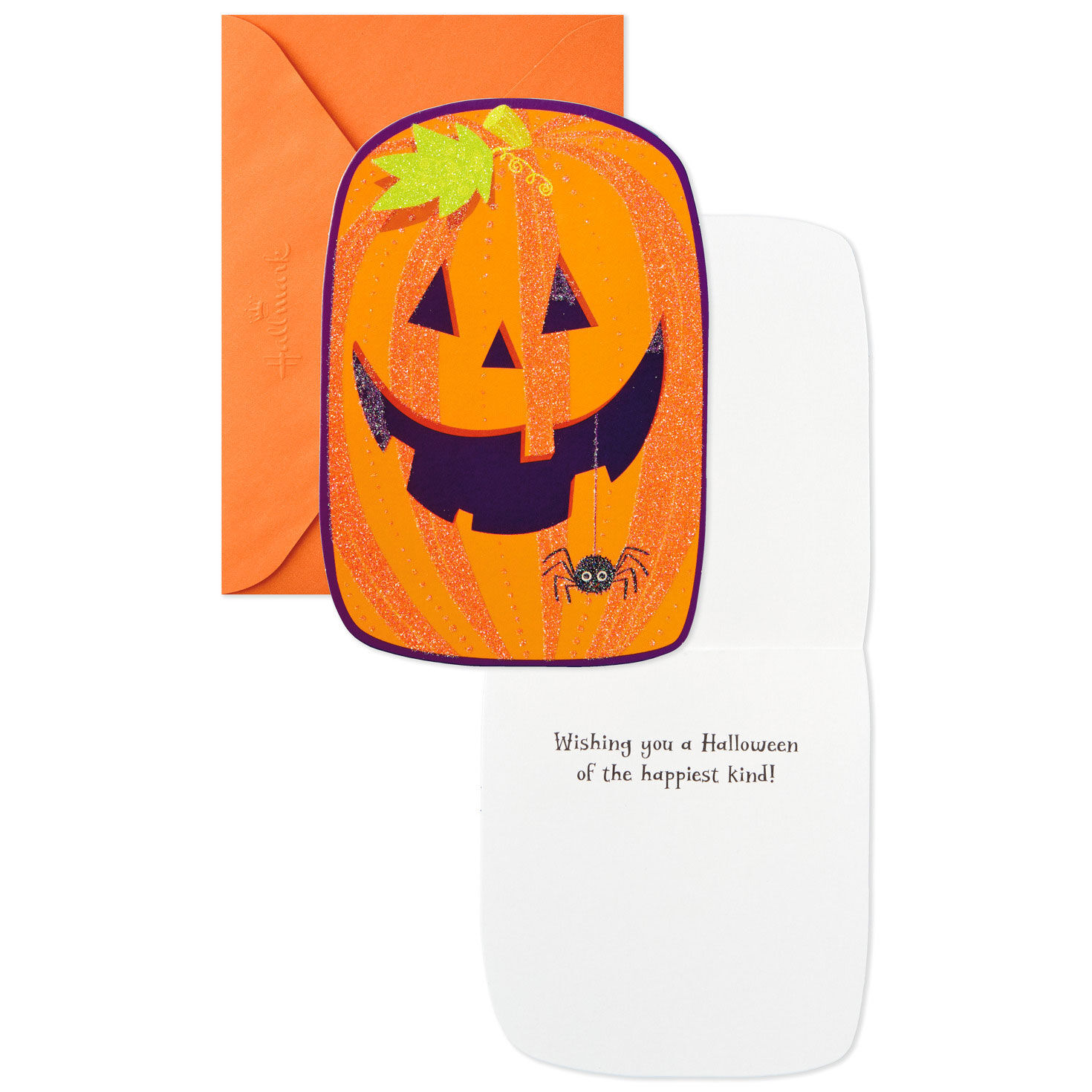 Crooked Smile Jack-o'-Lantern Halloween Cards Pack Card Front with Sentiment image number 2