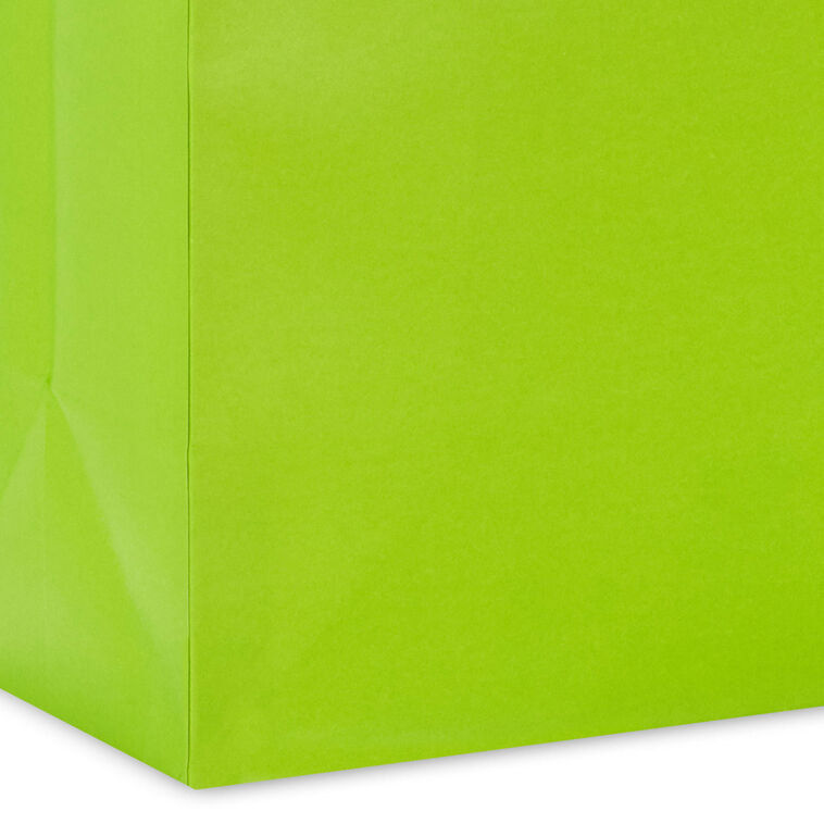13" Solid Lime Green Large Gift Bag, Lime Green, large image number 5
