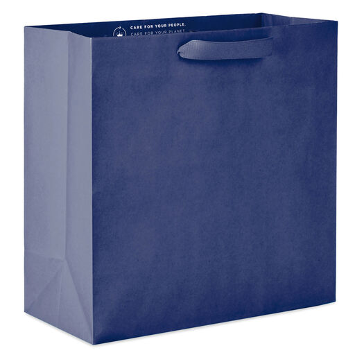 10.4" Large Square Navy Blue Gift Bag, Navy
