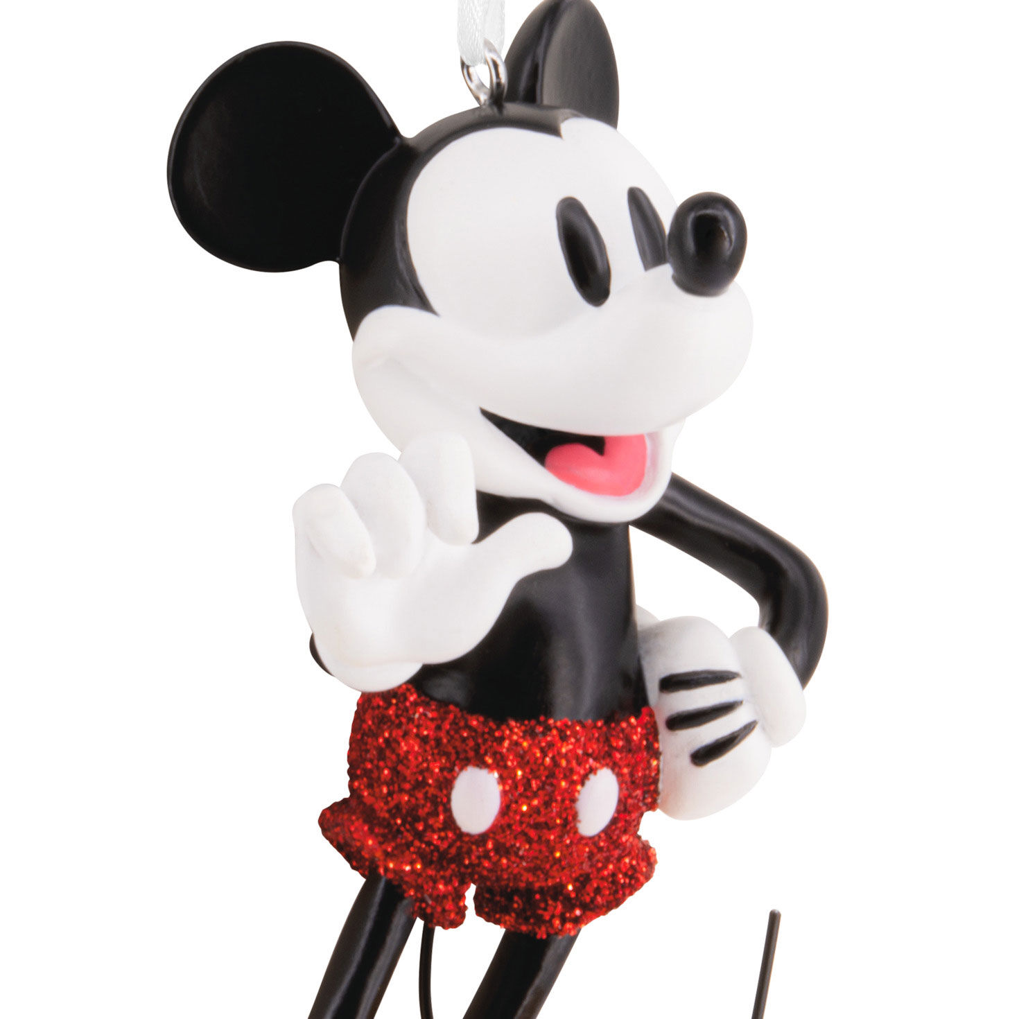 Vintage Mickey Red Sparkling Christmas Ornament upclose view image number 5