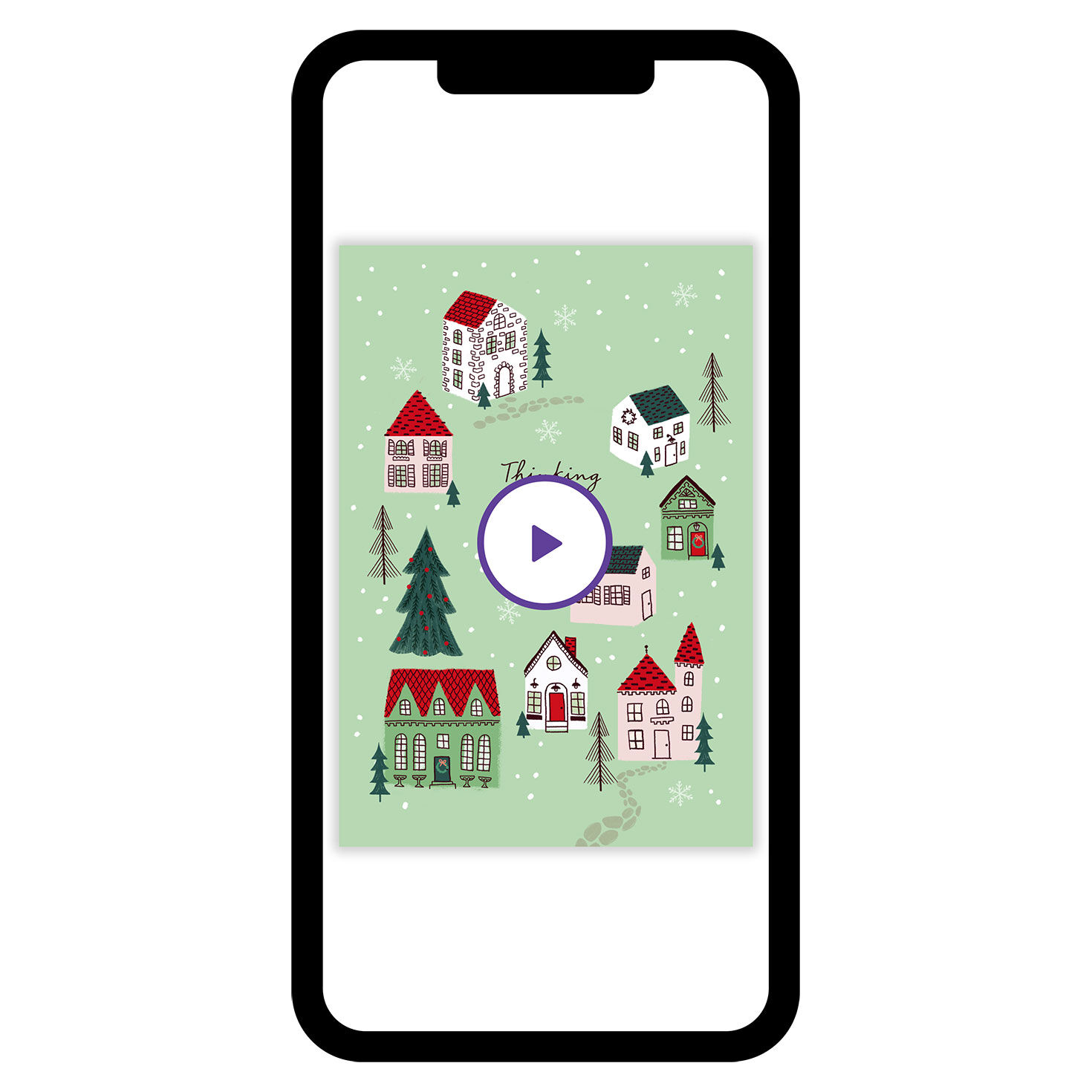 Thinking of You Snowy Village Holiday eCard