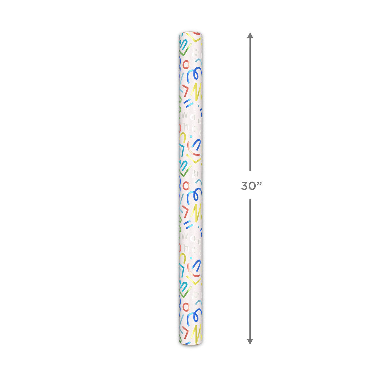 Colorful Squiggles on Metallic White Gift Wrap Roll Measurement image number 5