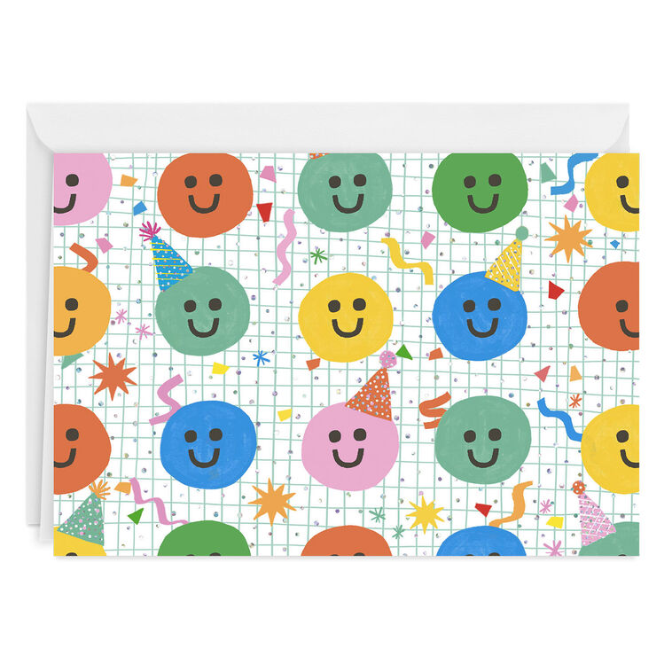 Colorful Smiley Faces Custom Birthday Card