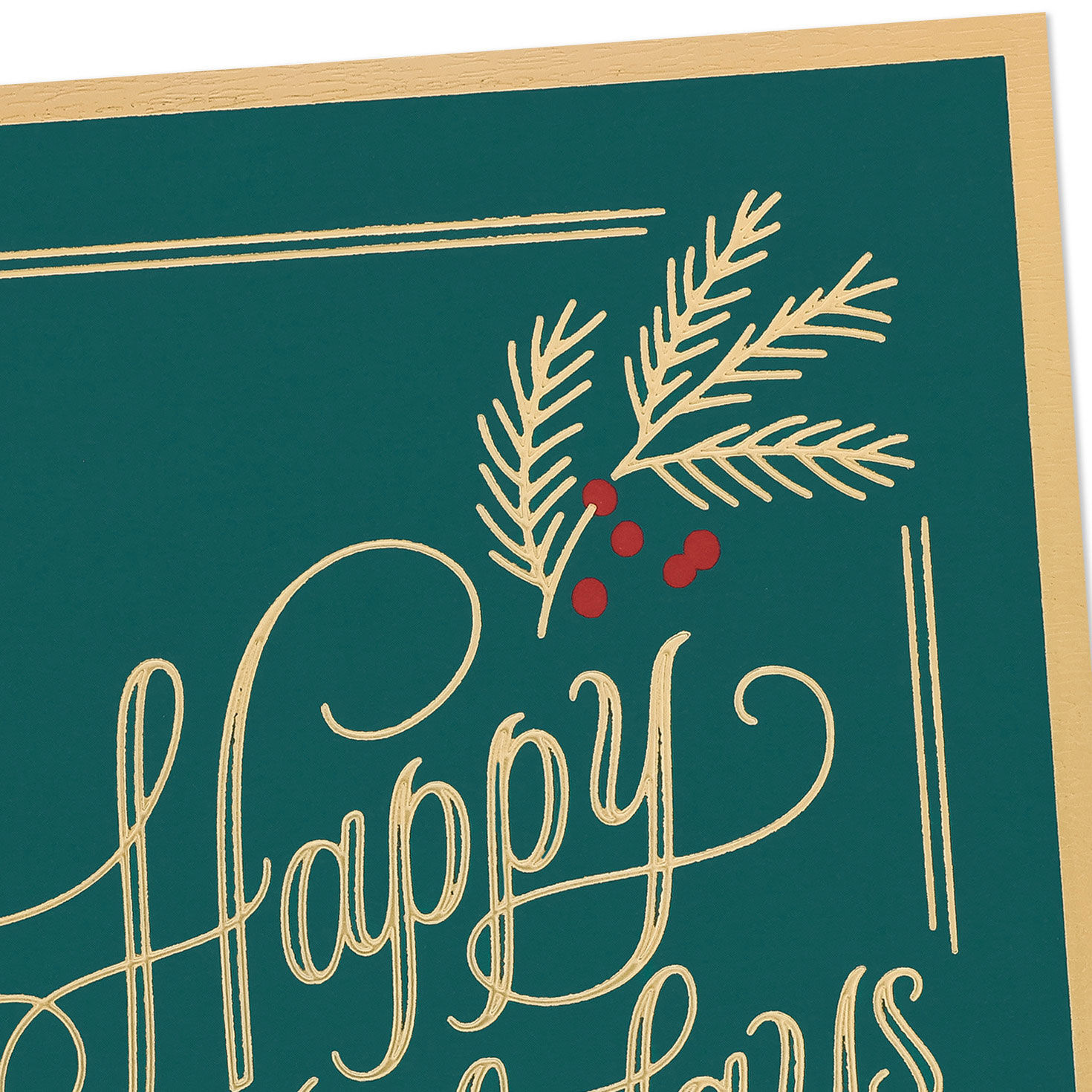 Gold Lettering on Green Boxed Christmas Cards Cover Detail image number 4