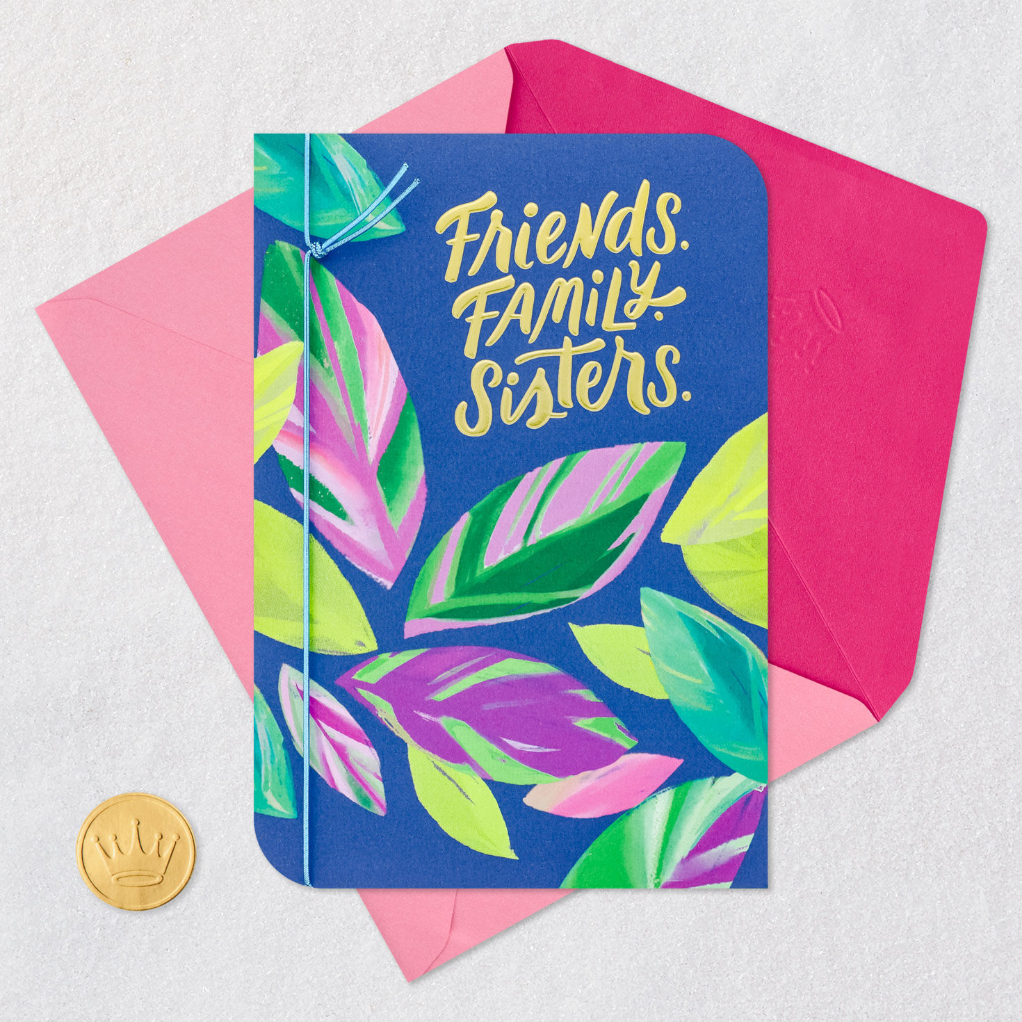 Tropical Leaves Birthday Card for Sister Card Front with Envelope and Gold Seal image number 5