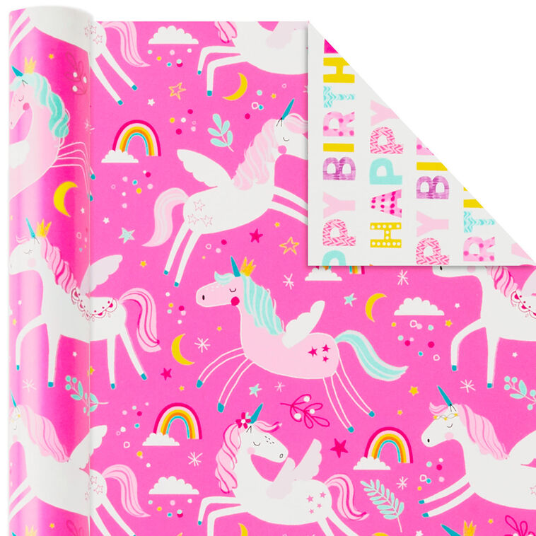 Colorful Kid Birthday 3-Pack Reversible Wrapping Paper, 120 sq. ft. total, , large image number 4