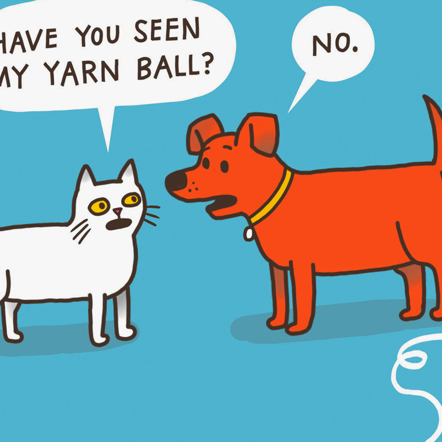 Dog, Cat and Yarn Ball Funny Birthday Card Card Front Detail image number 4