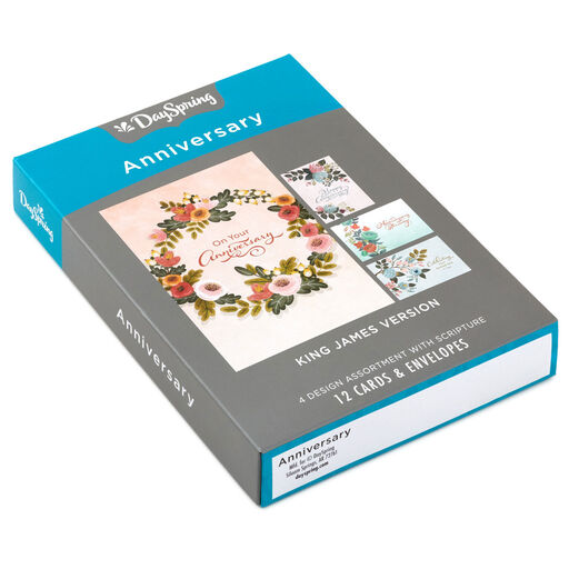 DaySpring Floral Assorted Religious Anniversary Cards, Box of 12, 