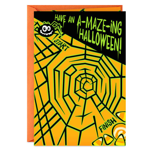 Spiderweb Halloween Card With Maze Activity, 