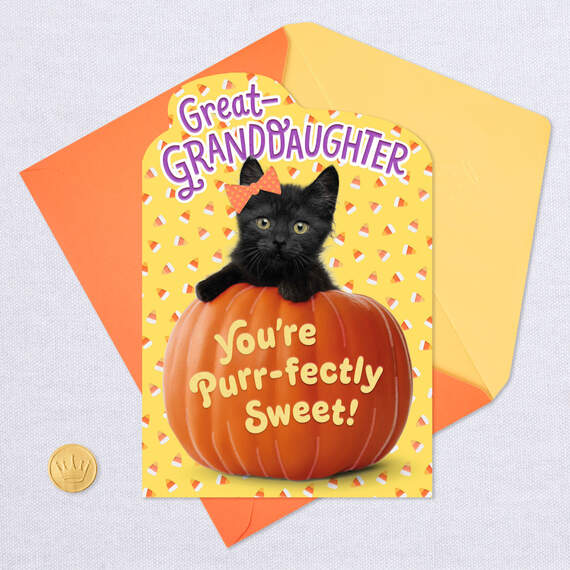 You're Purr-fectly Sweet Halloween Card for Great-Granddaughter, , large image number 5