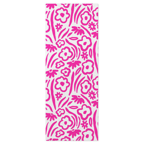 Floral Pink on White Tissue Paper, 6 Sheets