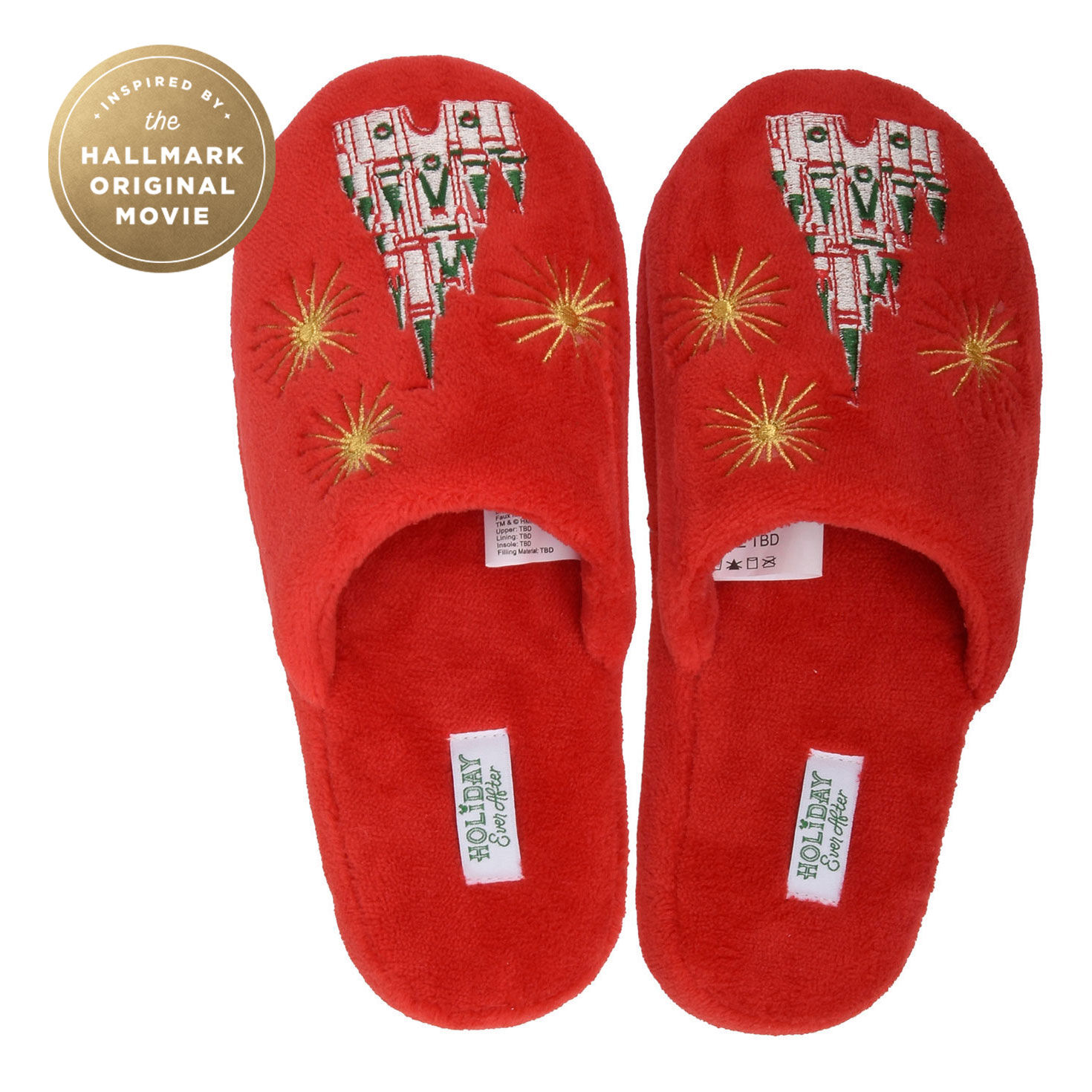 Hallmark + Disney Holiday Ever After Red Castle Slippers, , large image number 1