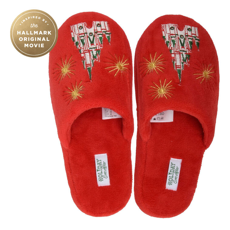 Hallmark + Disney Holiday Ever After Red Castle Slippers, , large image number 1