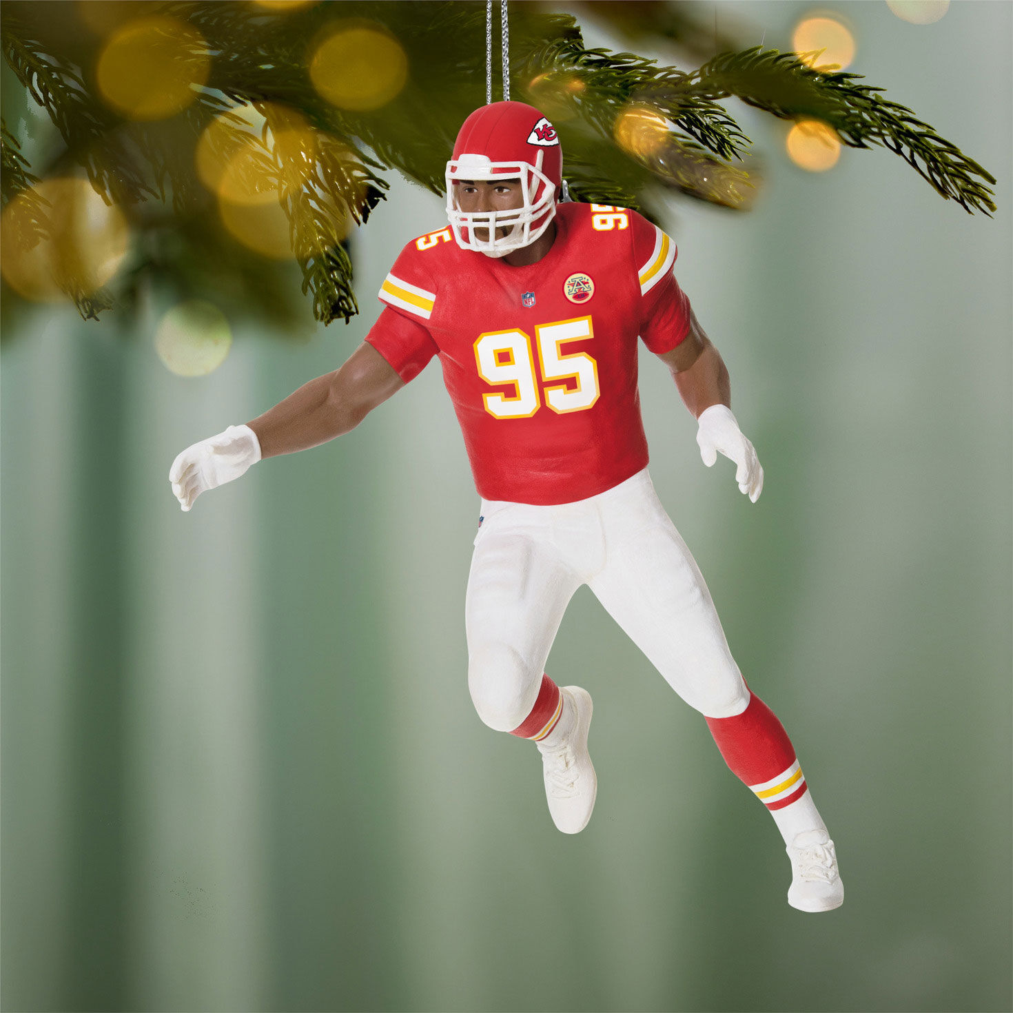 Kansas City Chiefs Chris Jones Keepsake Ornament hanging on tree image number 2
