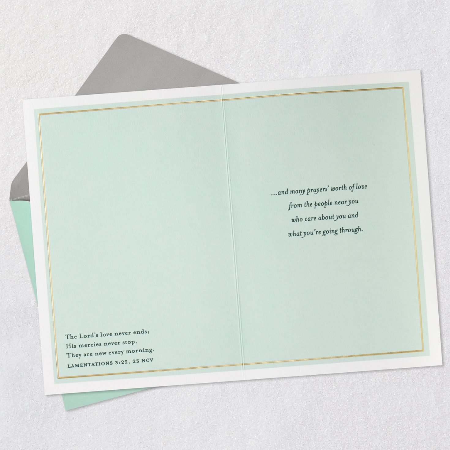 Green Floral Christian Loss of Mom Sympathy Card Open card with envelope image number 4