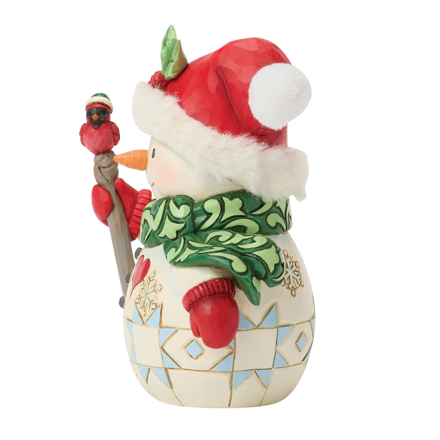 Snowman With Red Bird on Stick Jim Shore Statue Side image number 3
