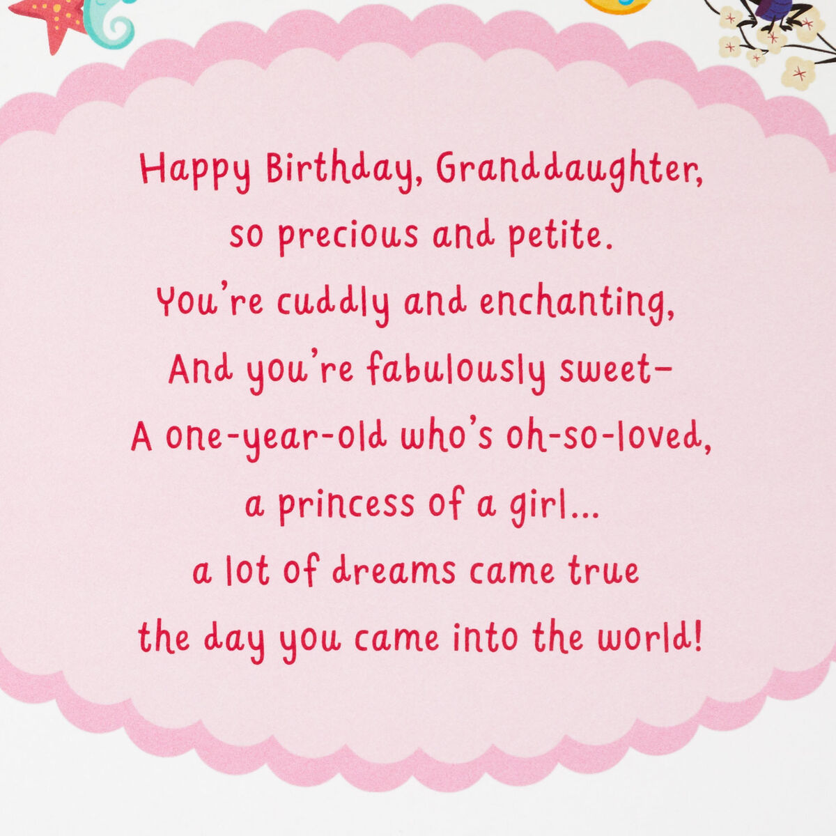 Disney Princess 1st Birthday Card for Granddaughter With Sticker