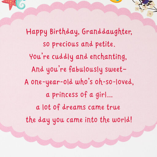 Disney Princess 1st Birthday Card for Granddaughter With Sticker, 