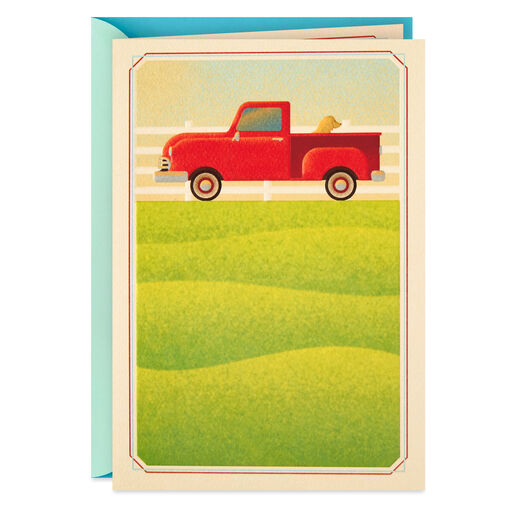 A Little Pick-Up Red Truck With Dog Encouragement Card, 