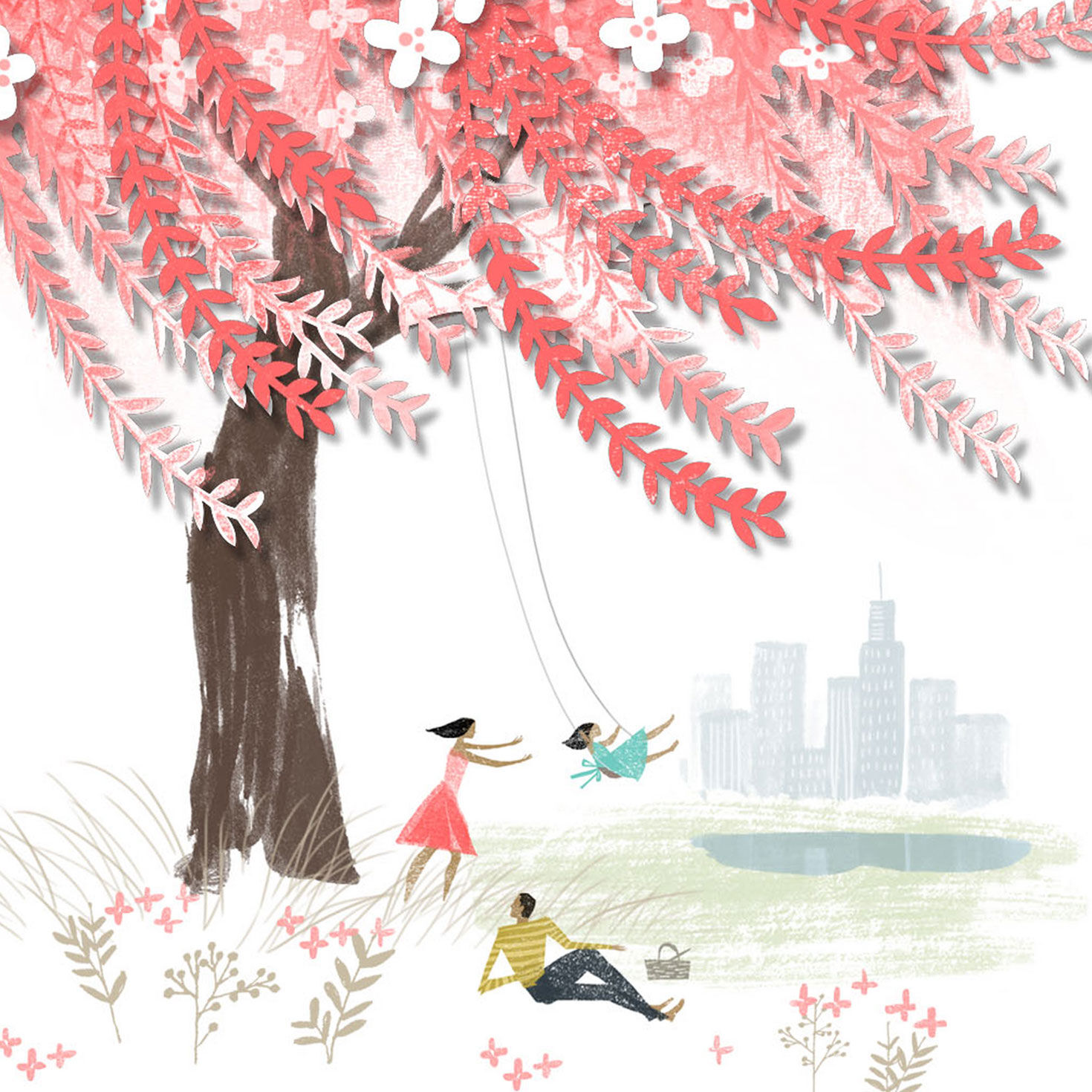 Family Under Willow Tree Mothers Day Card for Wife Card Front Detail image number 4