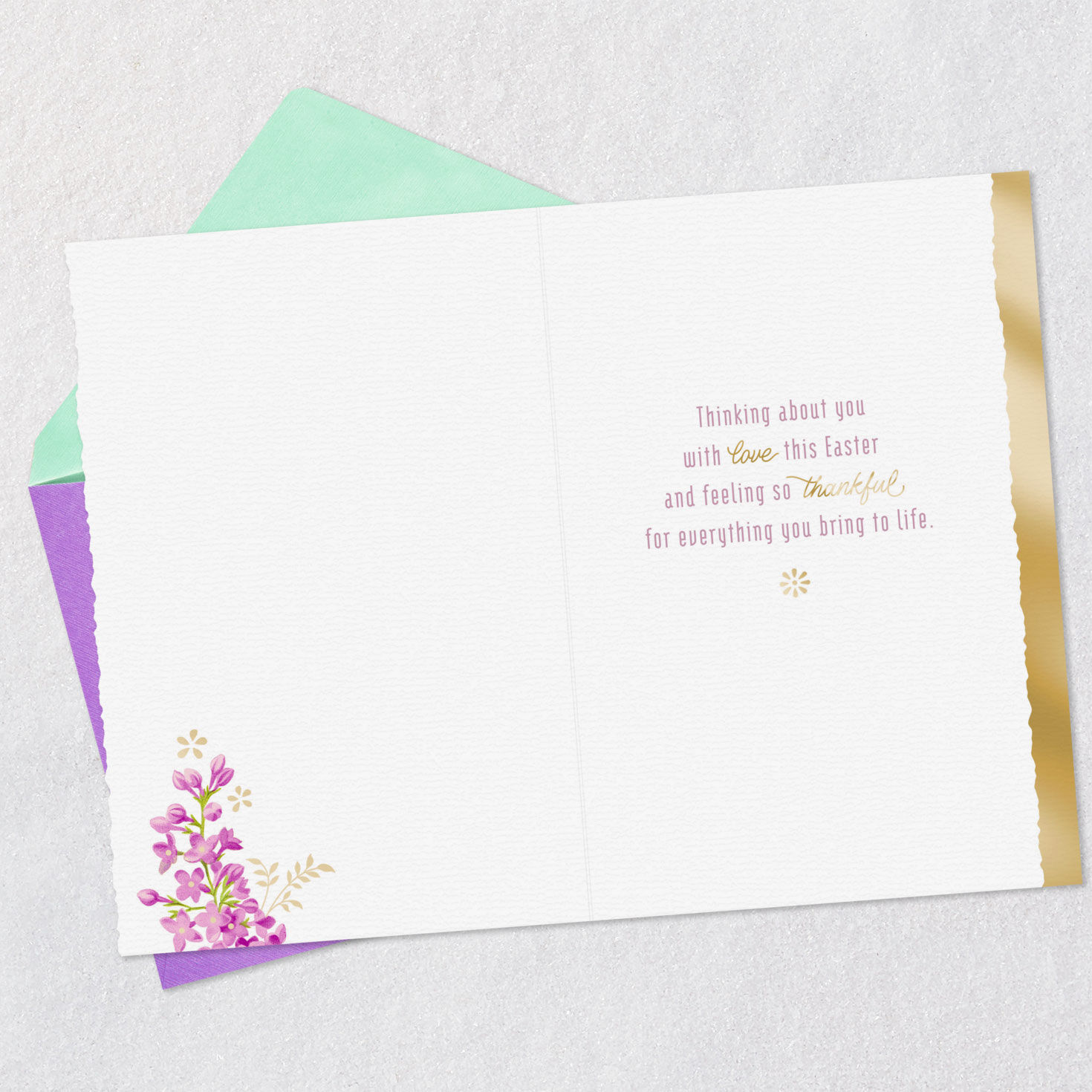 Gold Egg with Flowers Easter Card for Daughter Open card with envelope image number 3