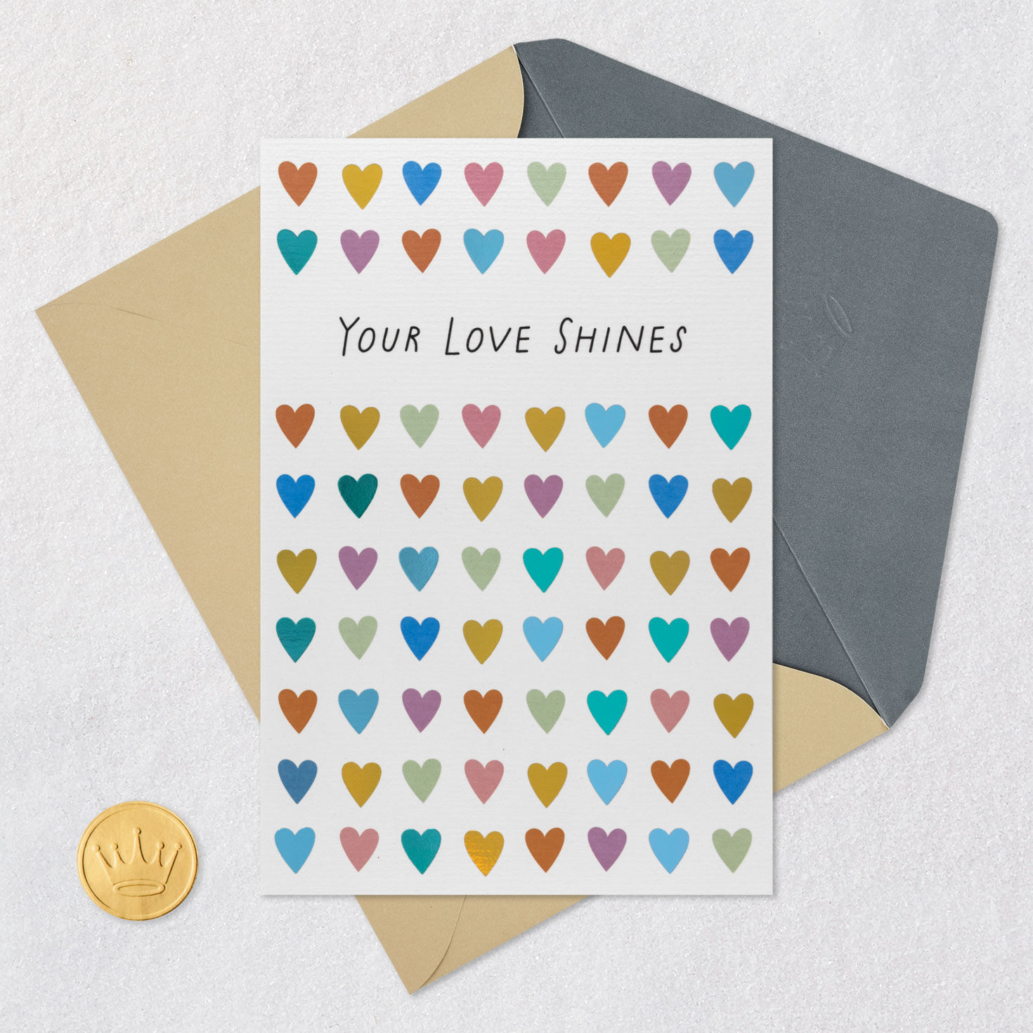 Rows of Rainbow Hearts Anniversary Card for Couple  image number 6