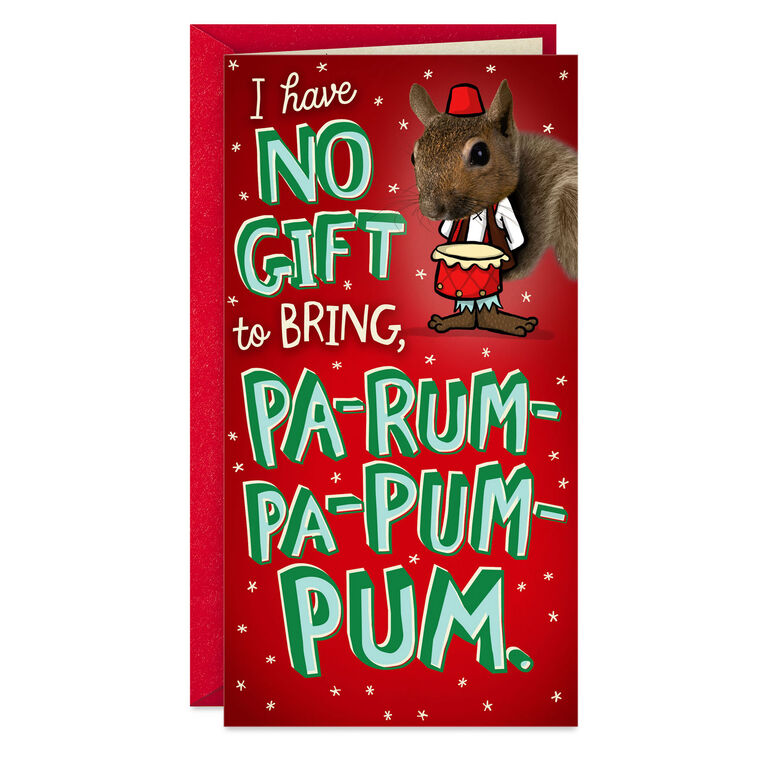 No Gift to Bring Pa-Rum-Pa-Pum-Pum Funny Pop-Up Money-Holder Christmas Card