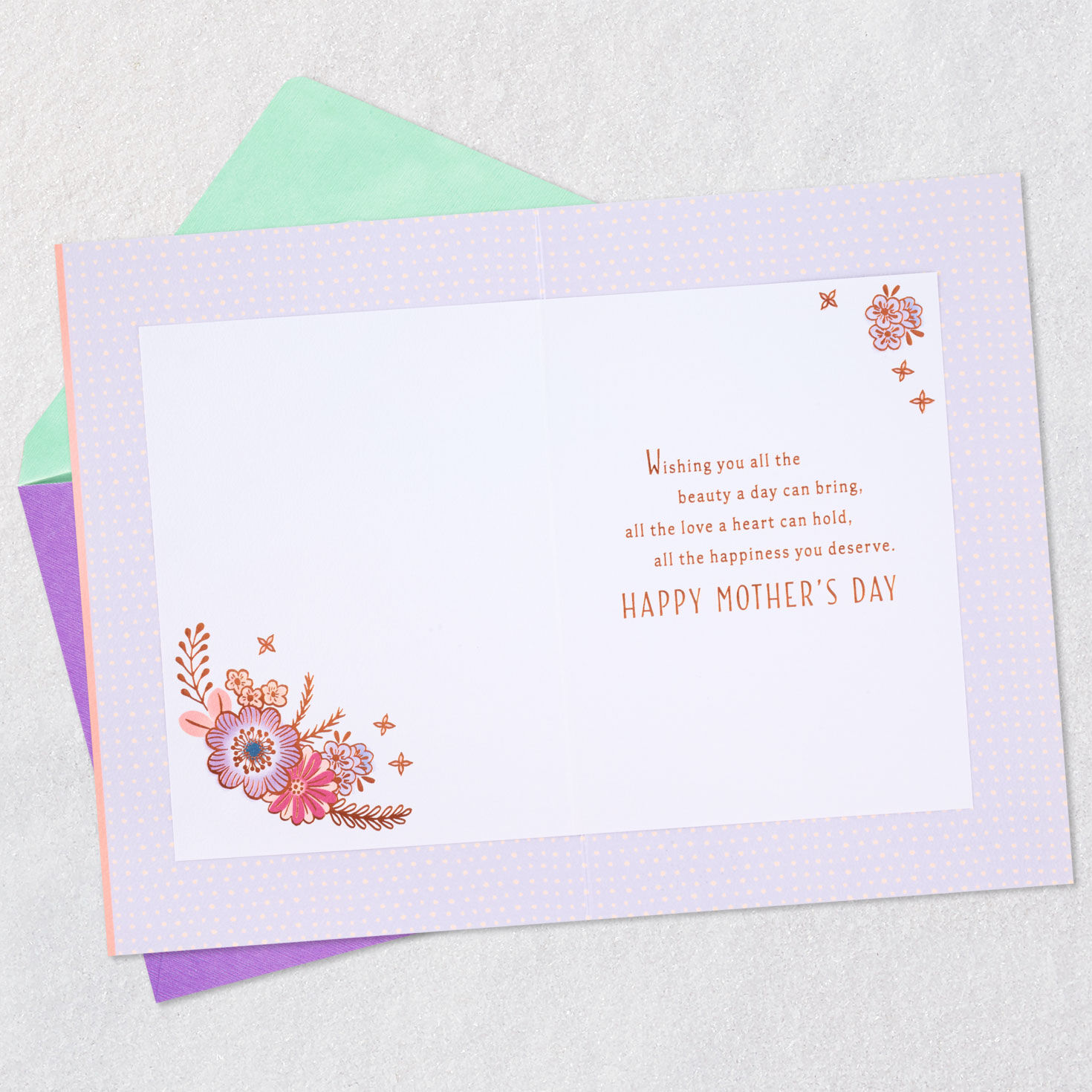 Floral Heart Mother's Day Card From All Open card with envelope image number 3