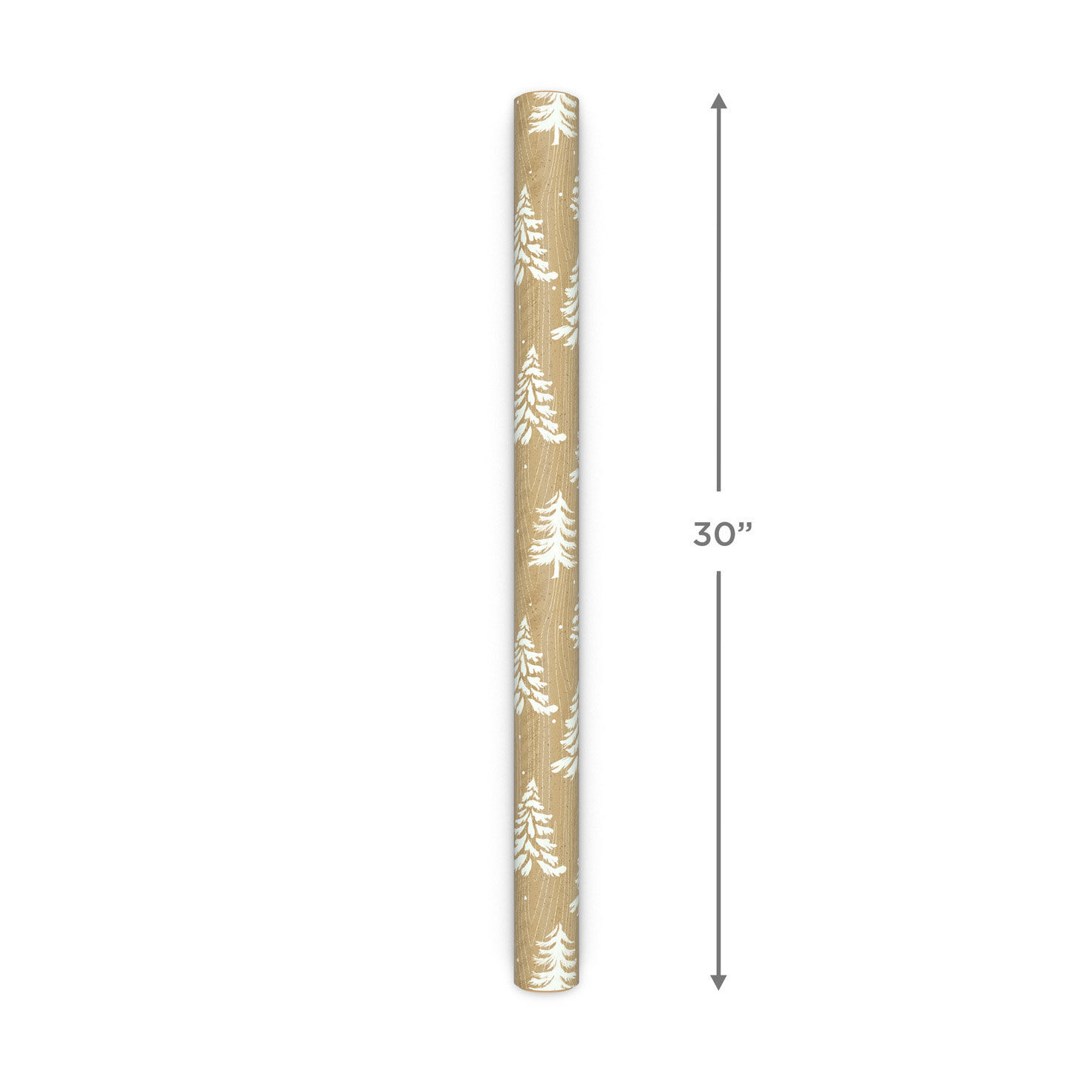 White Trees on Woodgrain Kraft Reversible Gift Wrap Measurement image number 4