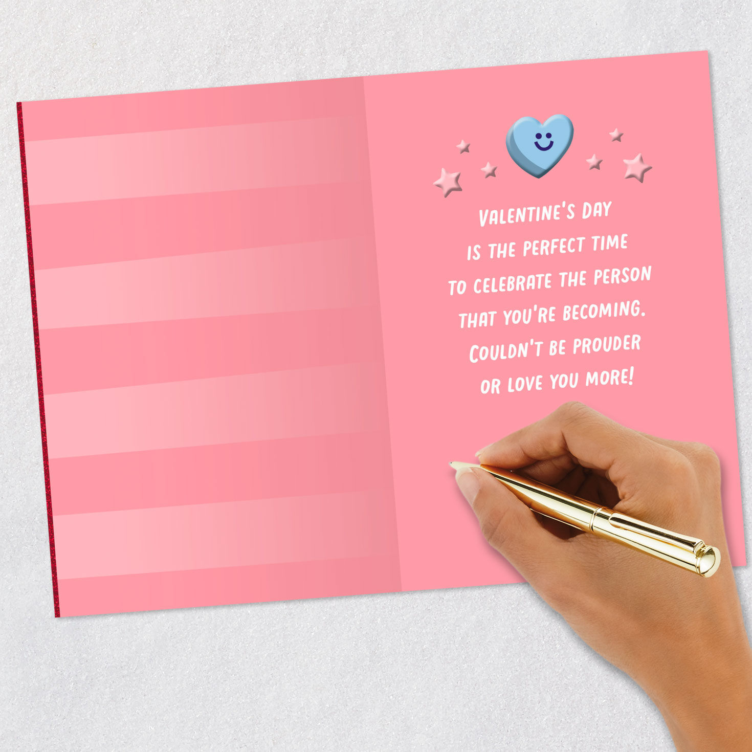 Sparkly Hearts and Stars Grandson Valentine's Day Card Signing card image number 6