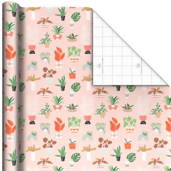 Potted Plants on Pink Wrapping Paper, 20 sq. ft.