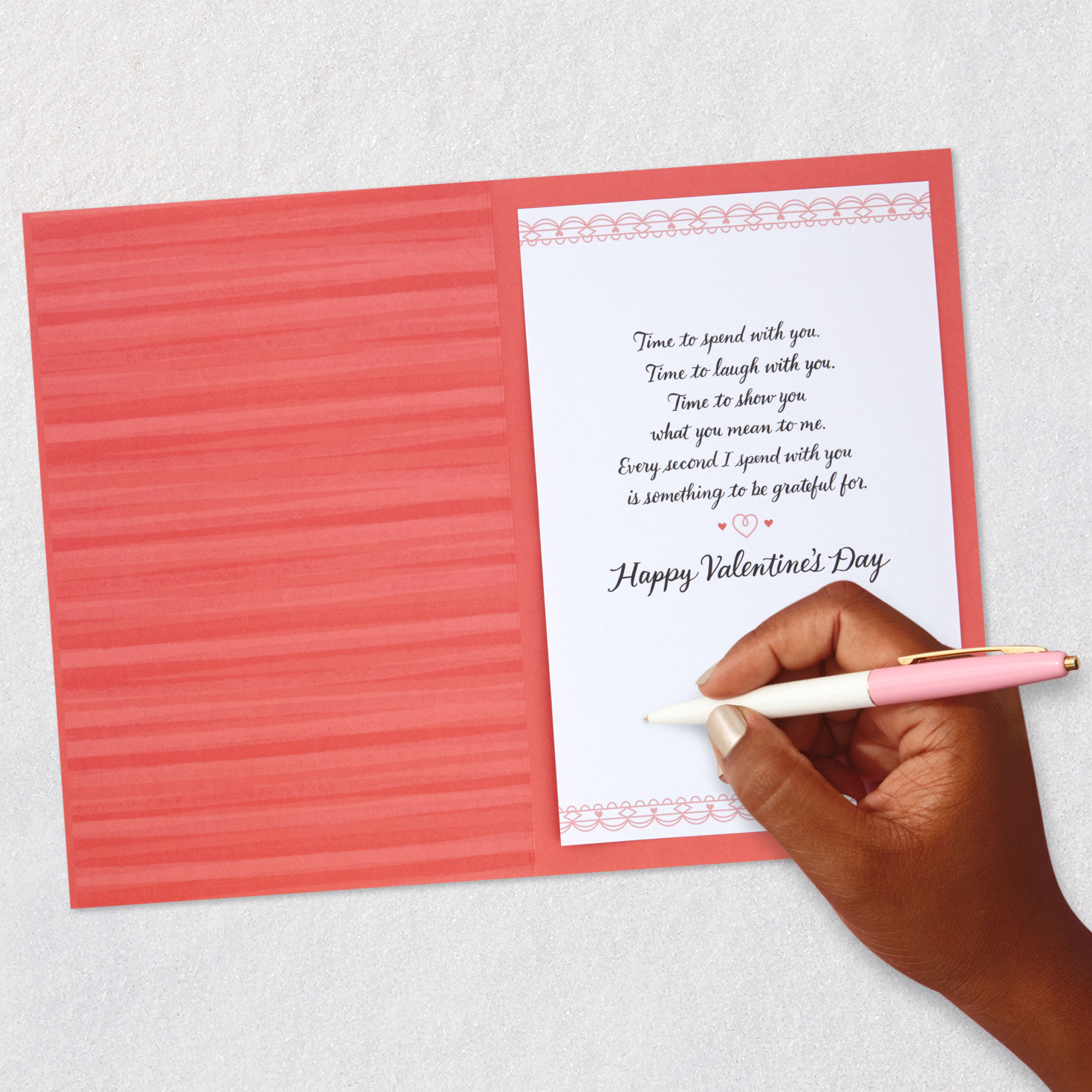 Black Couple Under Cafe Umbrella Romantic Valentine's Card Signing card image number 6