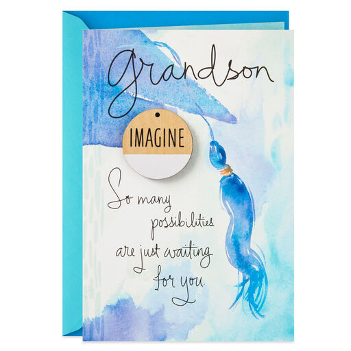 Grandson, So Many Possibilities Graduation Card With Imagine Token, 