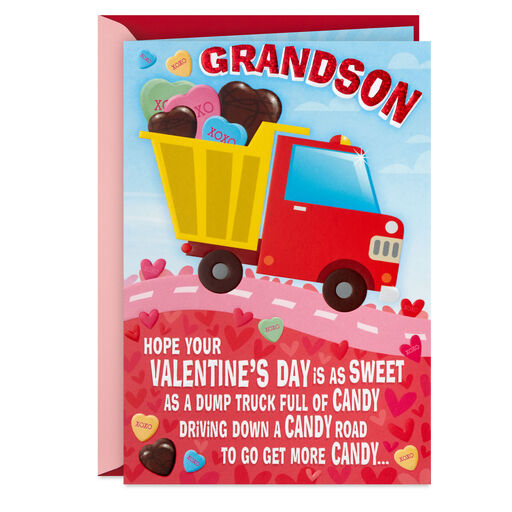 Dump Truck Full of Candy Valentine's Day Card for Grandson, 