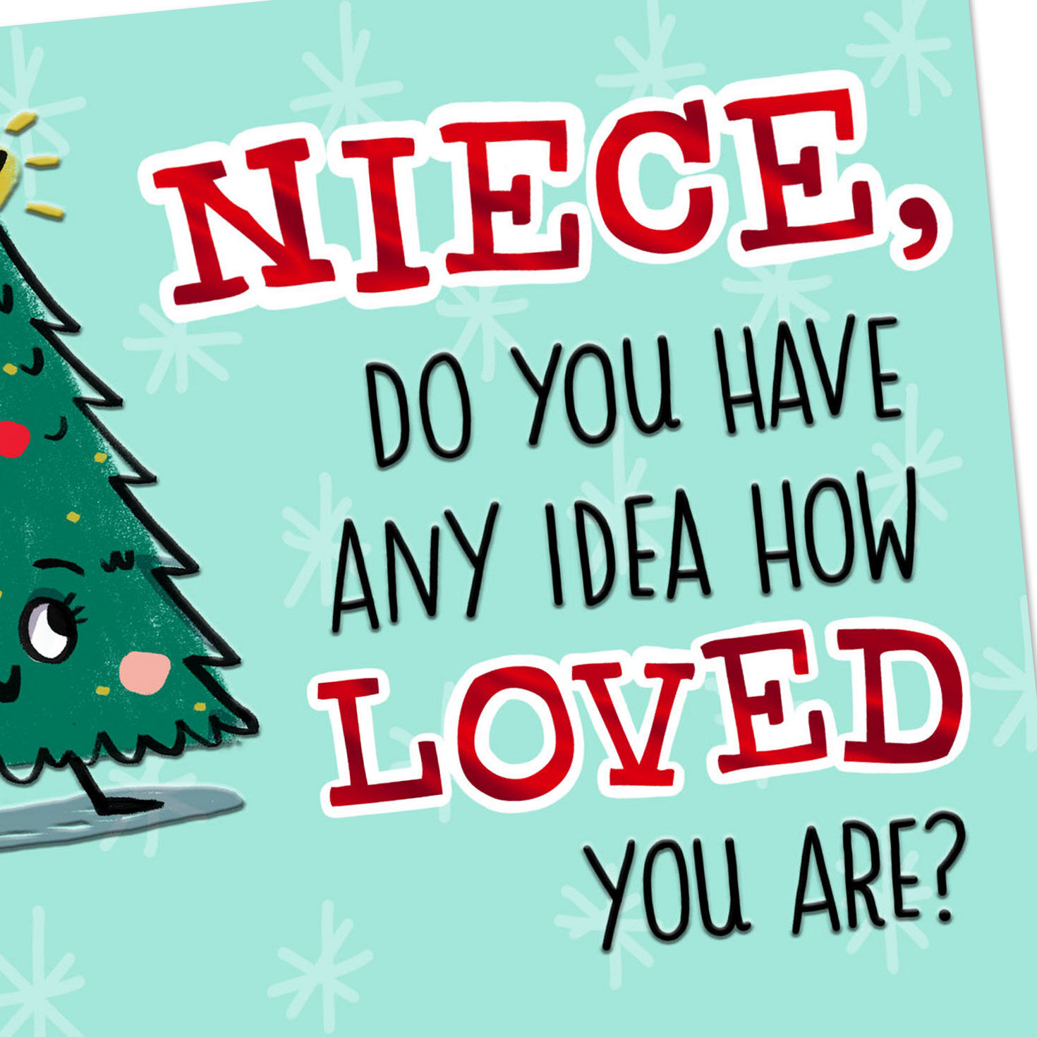 Lights and Tree Pun Funny Christmas Card for Niece Card Front Detail image number 3