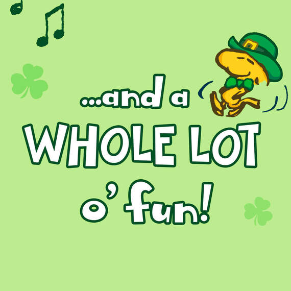 Peanuts® Snoopy and Woodstock Luck and Fun St. Patrick's Day Card, , large image number 2
