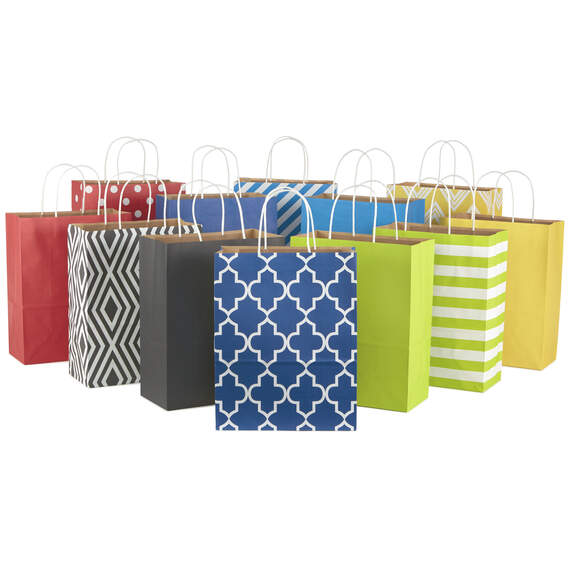 12.5" Assorted Designs 12-Pack Large Gift Bags, , large image number 1