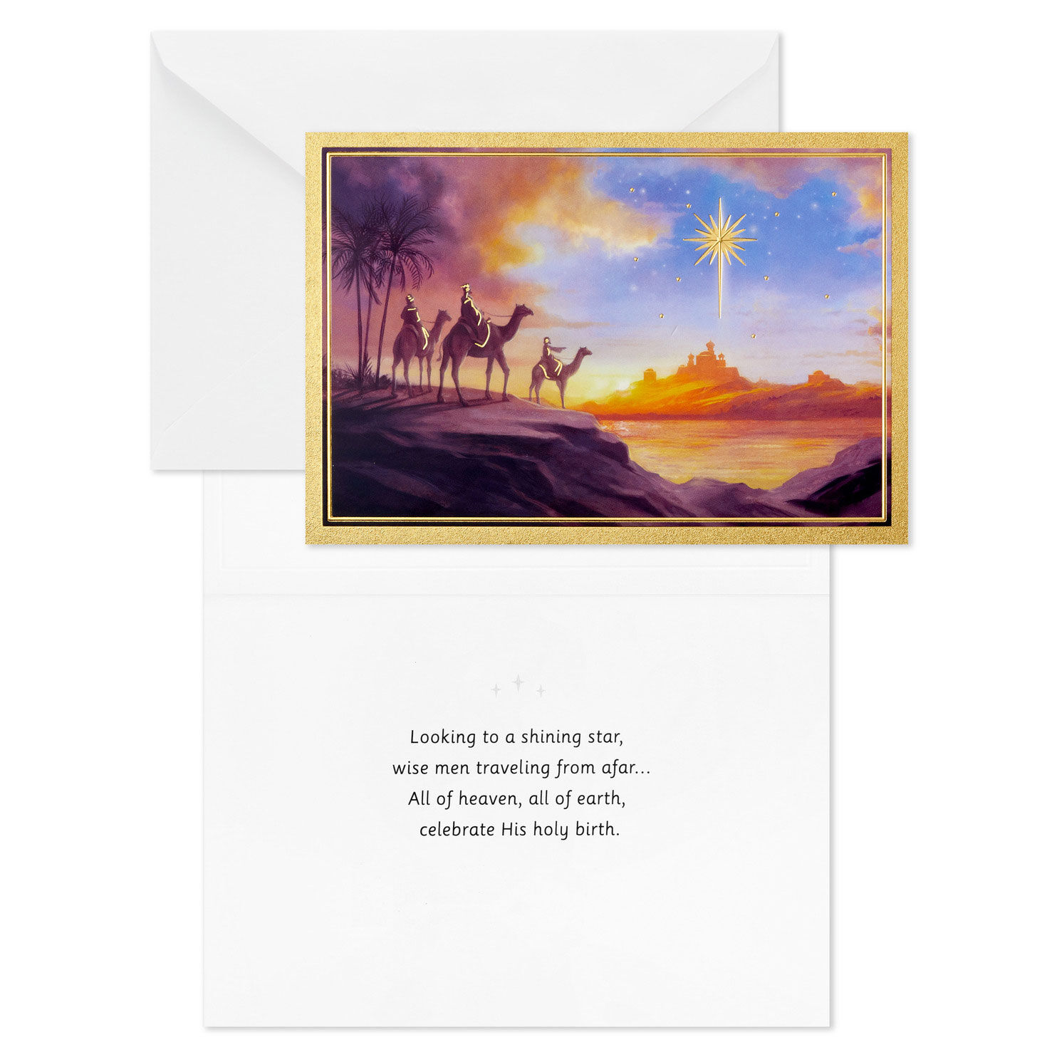 Three Wise Men Boxed Christmas Cards Card Front with Sentiment image number 3