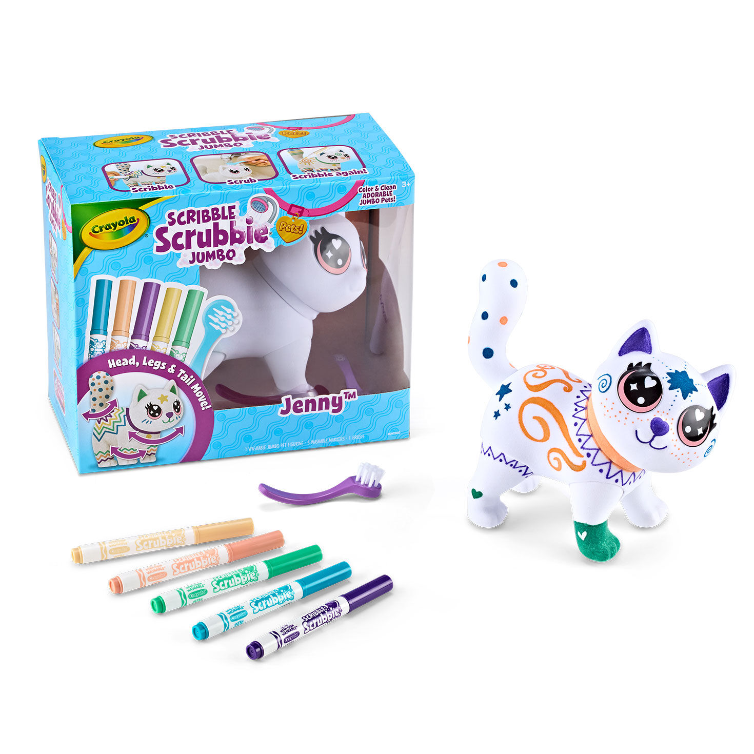 Crayola Scribble Scrubbies Jenny Jumbo Cat Coloring Set, , large image number 1