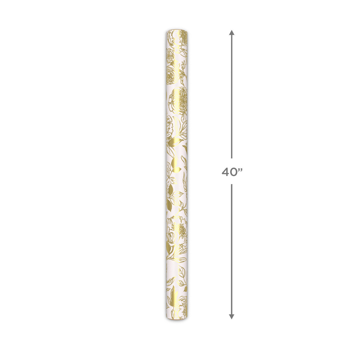Gold Outlined Flowers on White Gift Wrap Roll Measurement image number 5