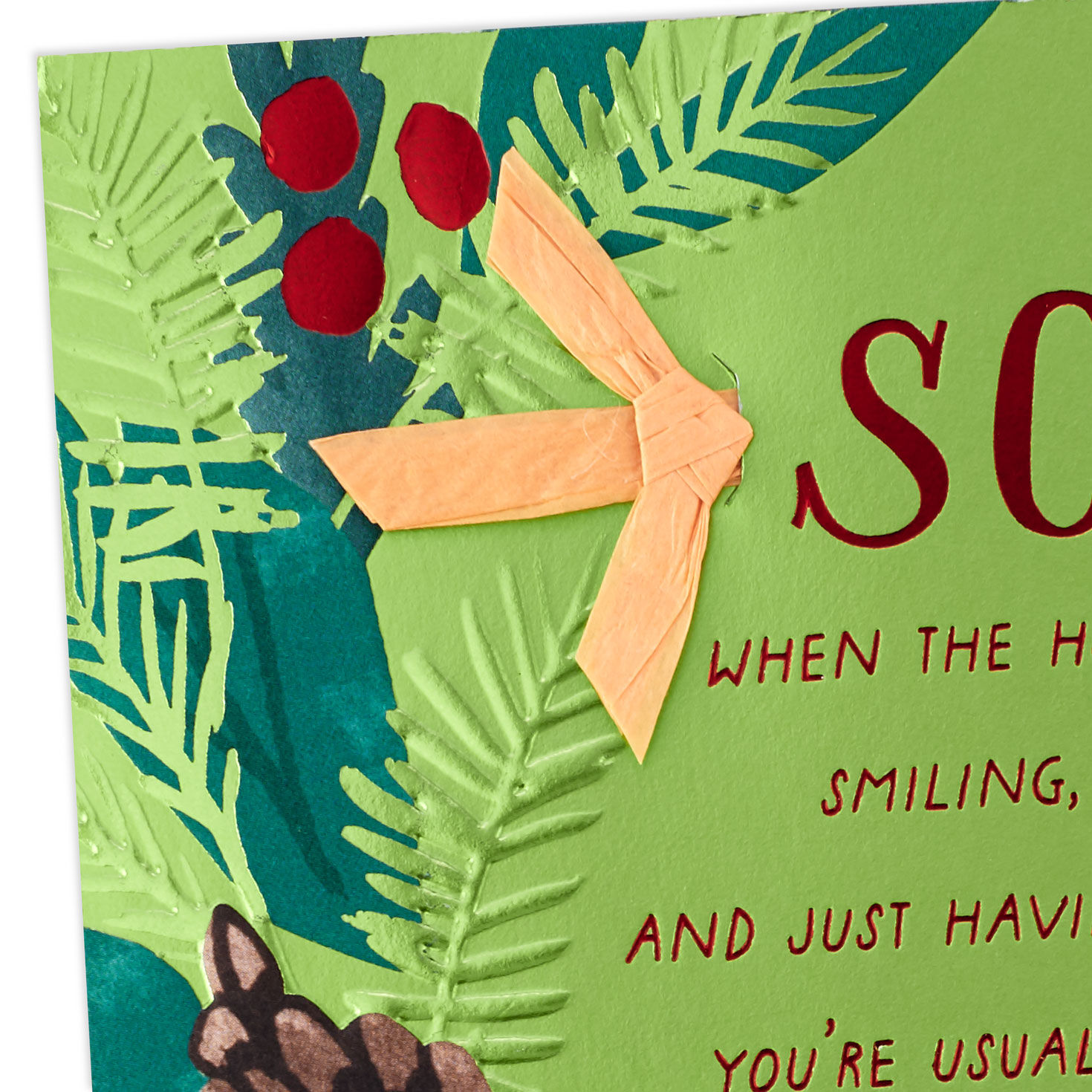 Pine Cone and Holly Son Christmas Card Card Front Detail image number 5