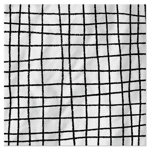 Black and White Grid Dinner Napkins, Set of 16, , large image number 1