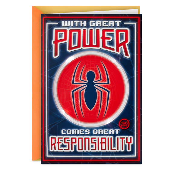 Marvel Spider-Man Power and Responsibility Musical Birthday Card With Light, , large image number 1