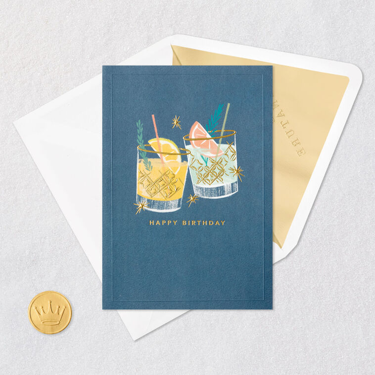 Cocktails in Lowball Glass Signature Birthday Card Card Front with Envelope and Gold Seal image number 6
