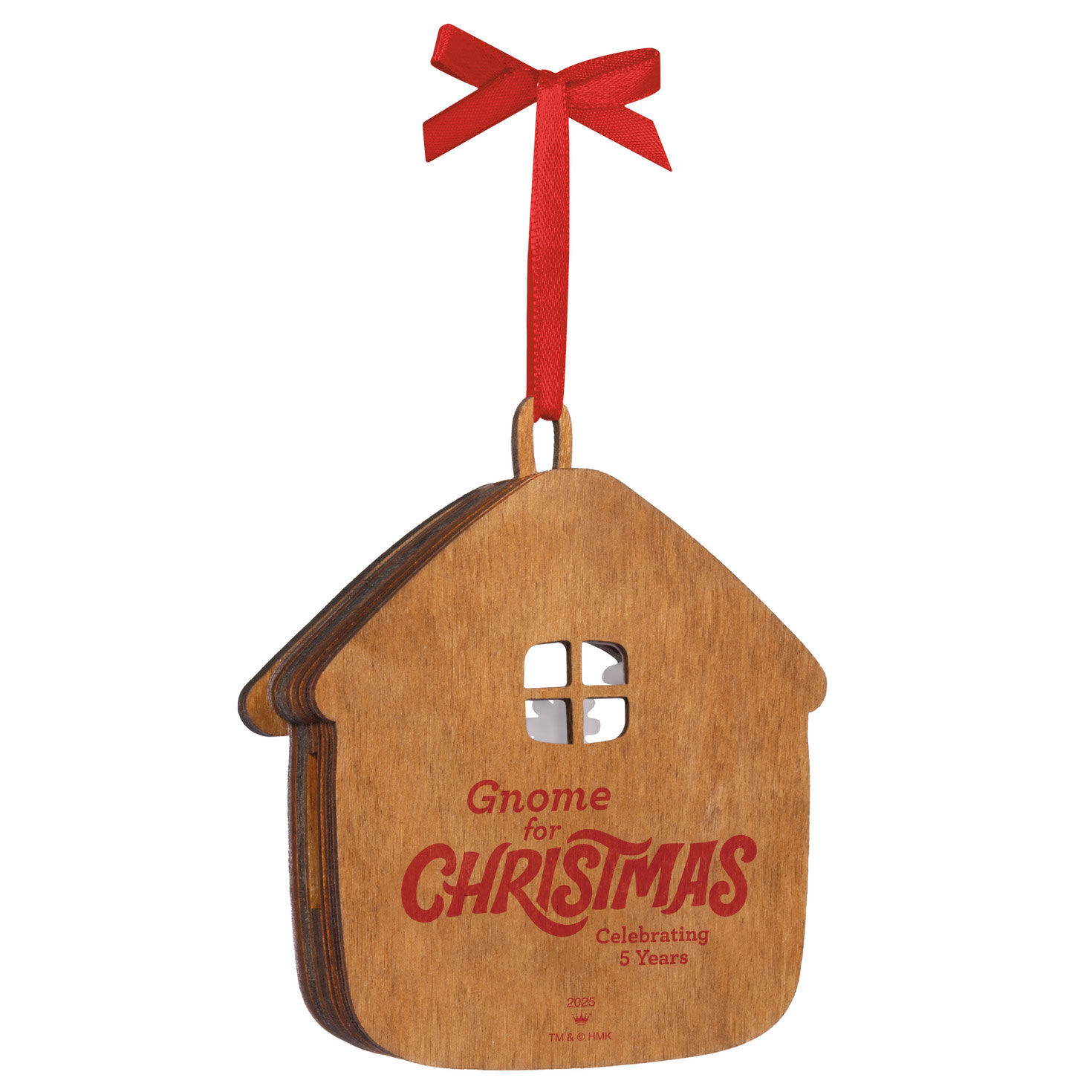 Gnomes Decorating Tree in House Keepsake Ornament Back image number 6