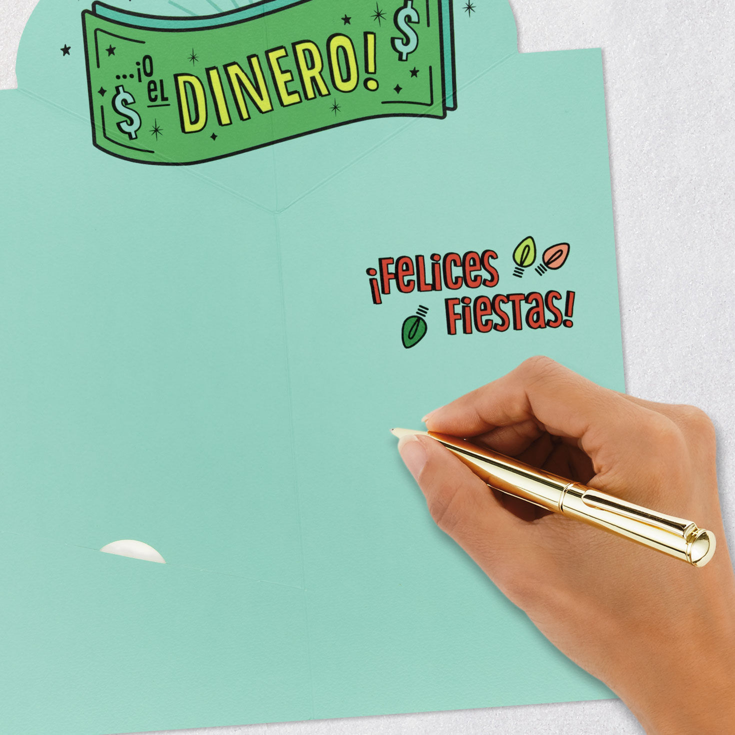 Red and Green Funny Spanish Christmas Card Signing card image number 6