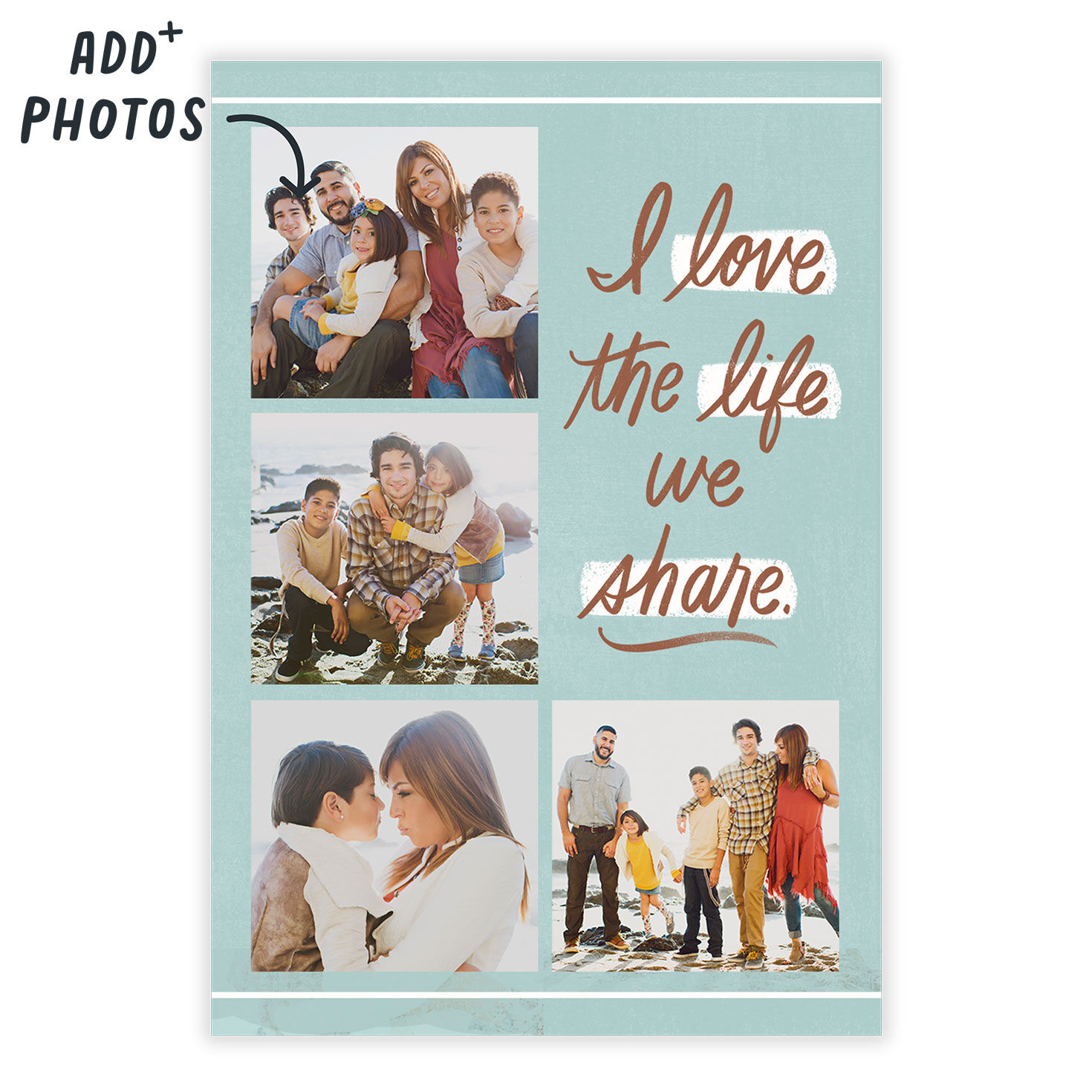 Personalized Photo Collage on Blue Love Photo Card  image number 2