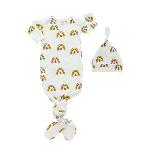 Emerson and Friends Rainbow Bamboo Baby Gown and Hat, Set of 2, 