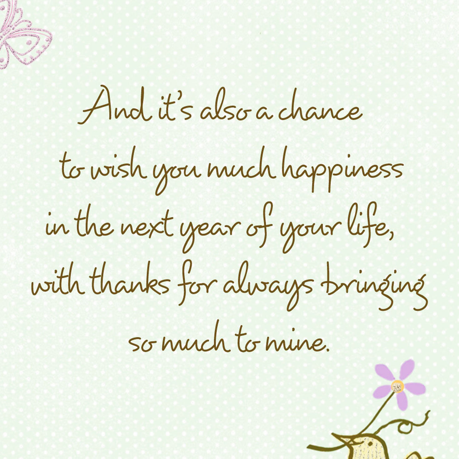 Flowers and Branch Green Birthday Card for Friend sentiment image number 3
