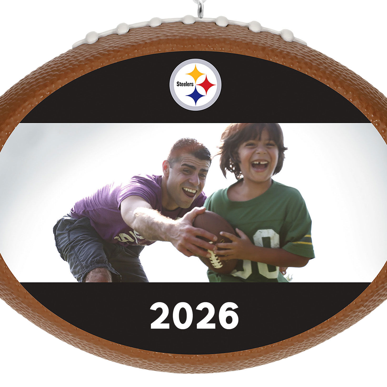 NFL Football Pittsburgh Steelers Text and Photo Personalized Ornament upclose view image number 7
